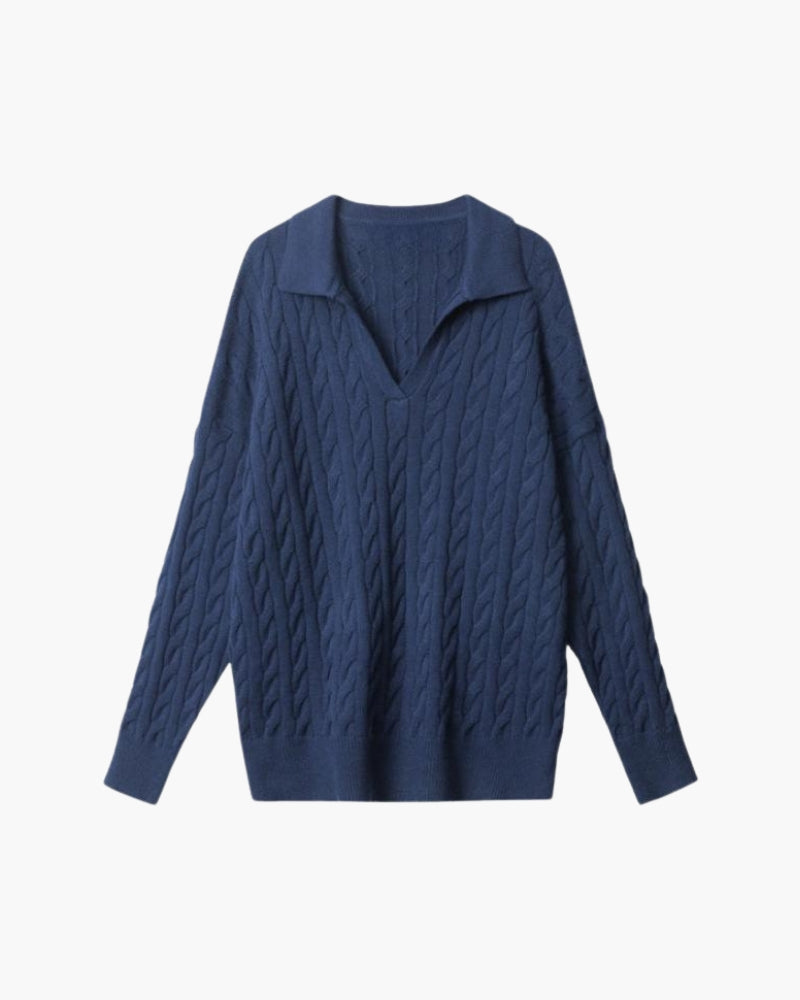 V-Neck Knitted Sweater Premium Wool Elegant Design Casual Chic 1