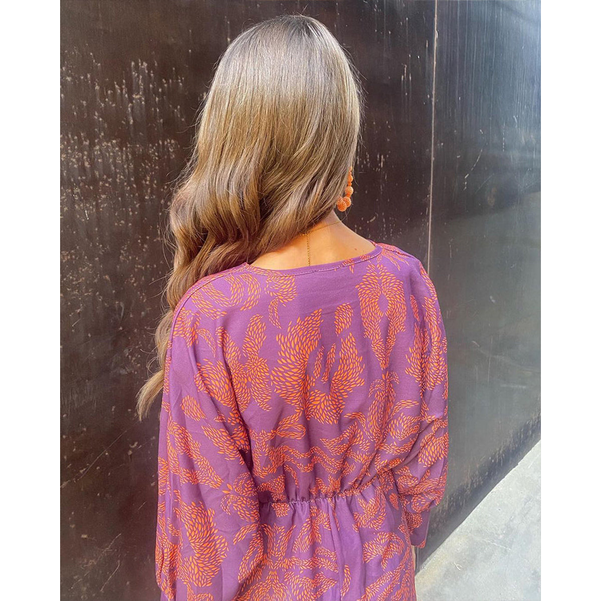 V-Neck Midi Dress Long Sleeve Paisley Print Cocktail Dress for Women 6