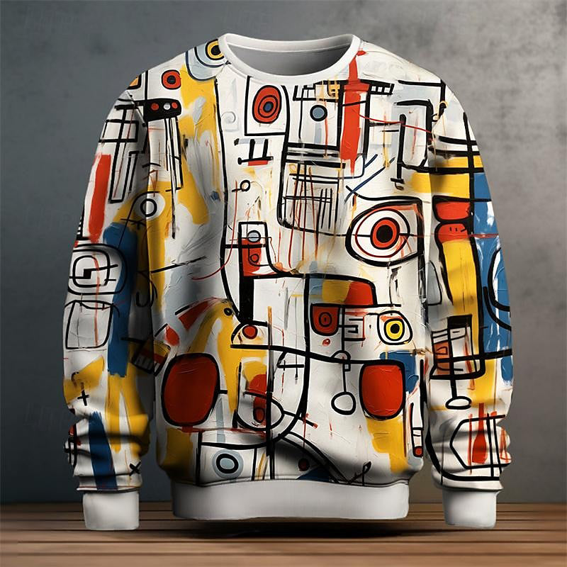 Vibrant Visions Sweater Artistic Geometric Pattern Casual Chic Fashion 0