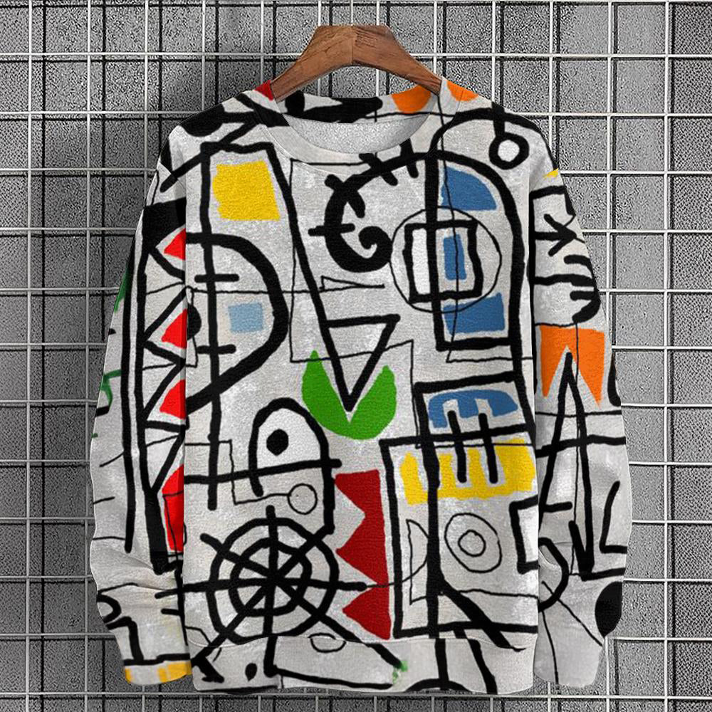 Vibrant Visions Sweater Artistic Geometric Pattern Casual Chic Fashion 3