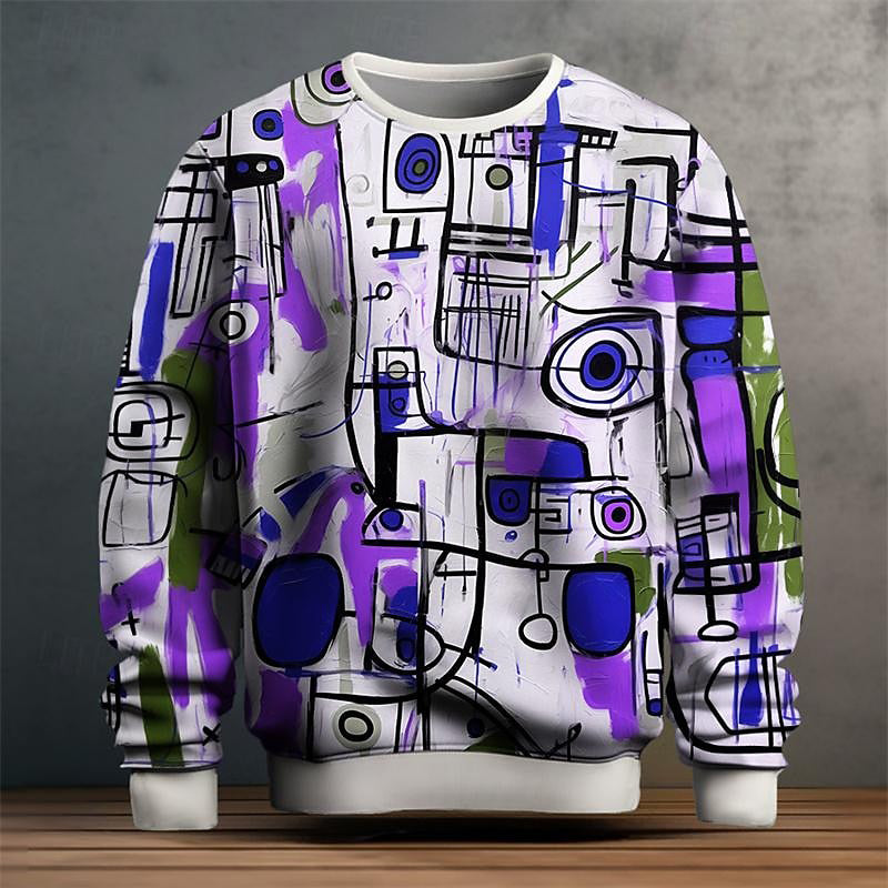 Vibrant Visions Sweater Artistic Geometric Pattern Casual Chic Fashion 4
