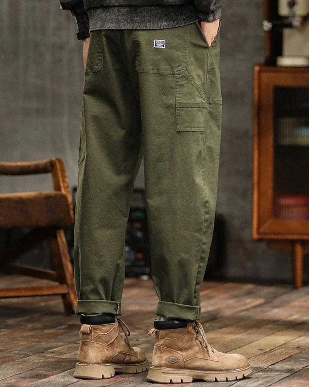 Vintage Cargo Pants Relaxed Fit Durable Cotton Trousers Casual Utility Style 1