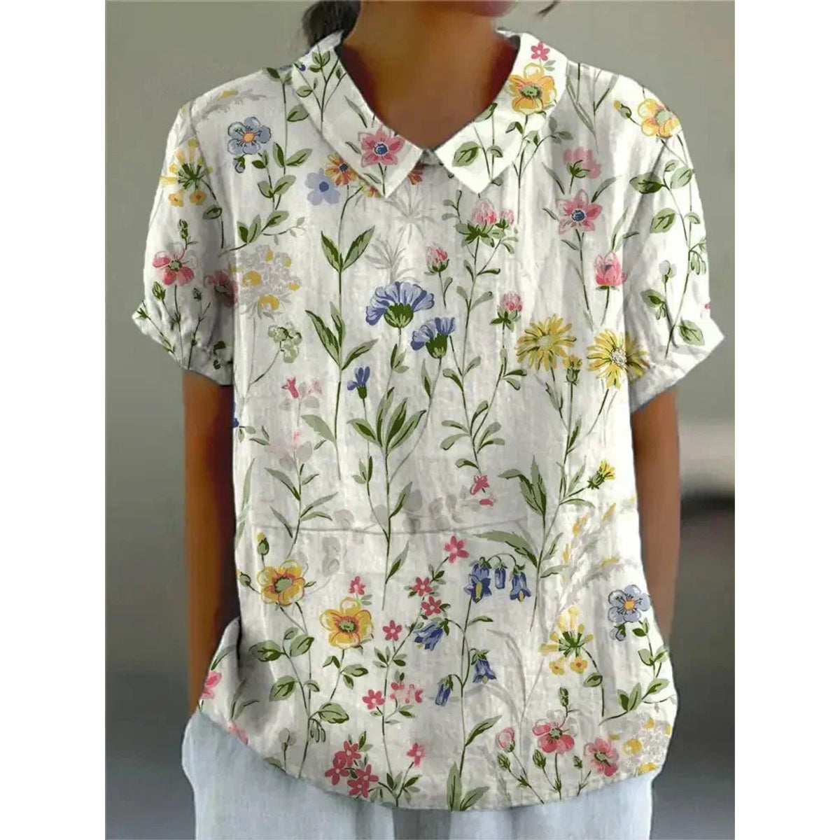 Vintage Floral Blouse Women Casual Chic Elegant Style Lightweight Fashion 1