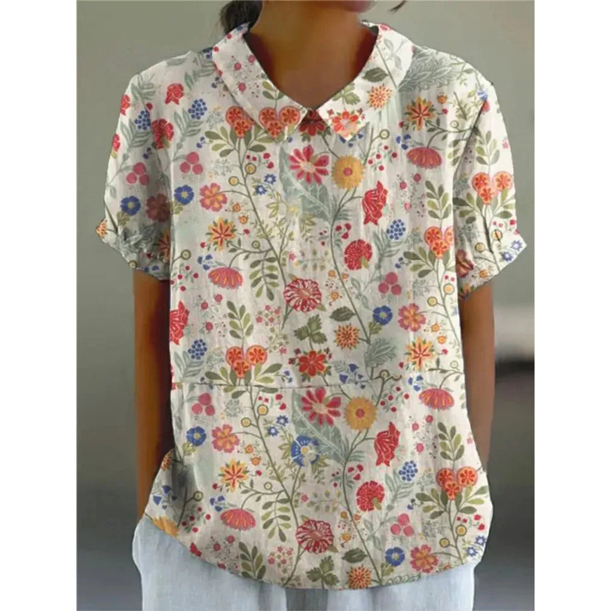 Vintage Floral Blouse Women Casual Chic Elegant Style Lightweight Fashion 11