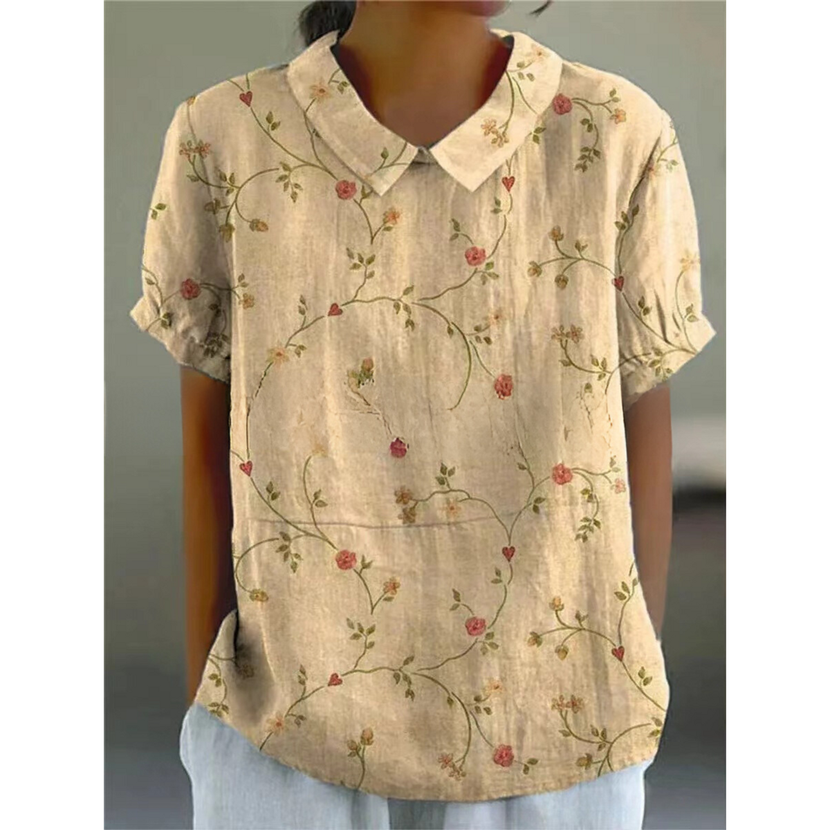 Vintage Floral Blouse Women Casual Chic Elegant Style Lightweight Fashion 2