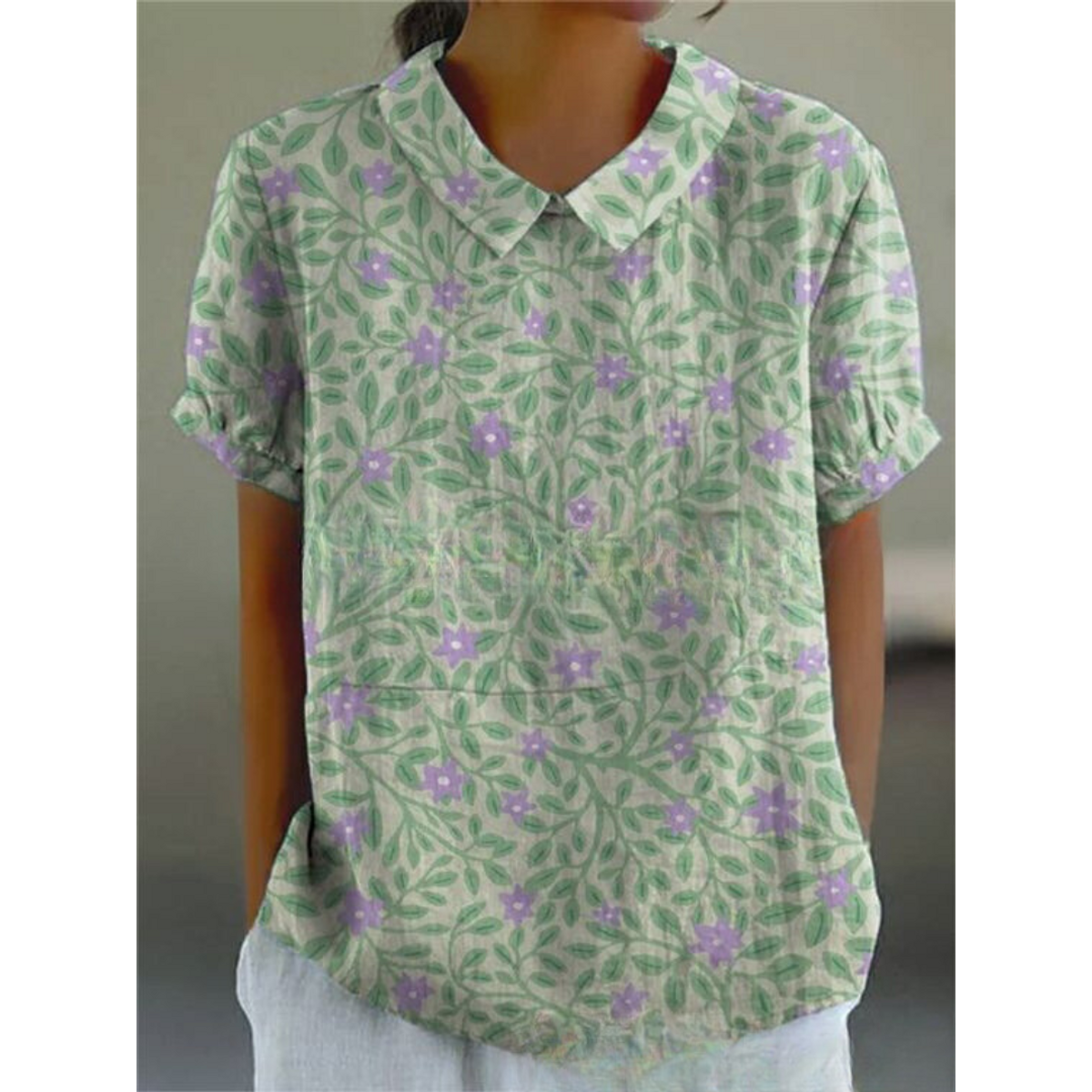 Vintage Floral Blouse Women Casual Chic Elegant Style Lightweight Fashion 3