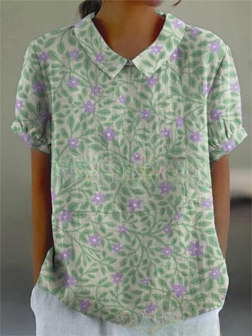 Vintage Floral Blouse Women Casual Chic Elegant Style Lightweight Fashion 3