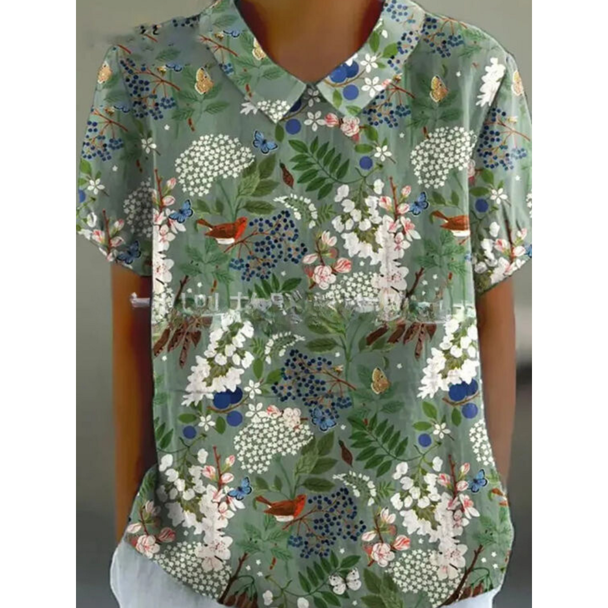 Vintage Floral Blouse Women Casual Chic Elegant Style Lightweight Fashion 4