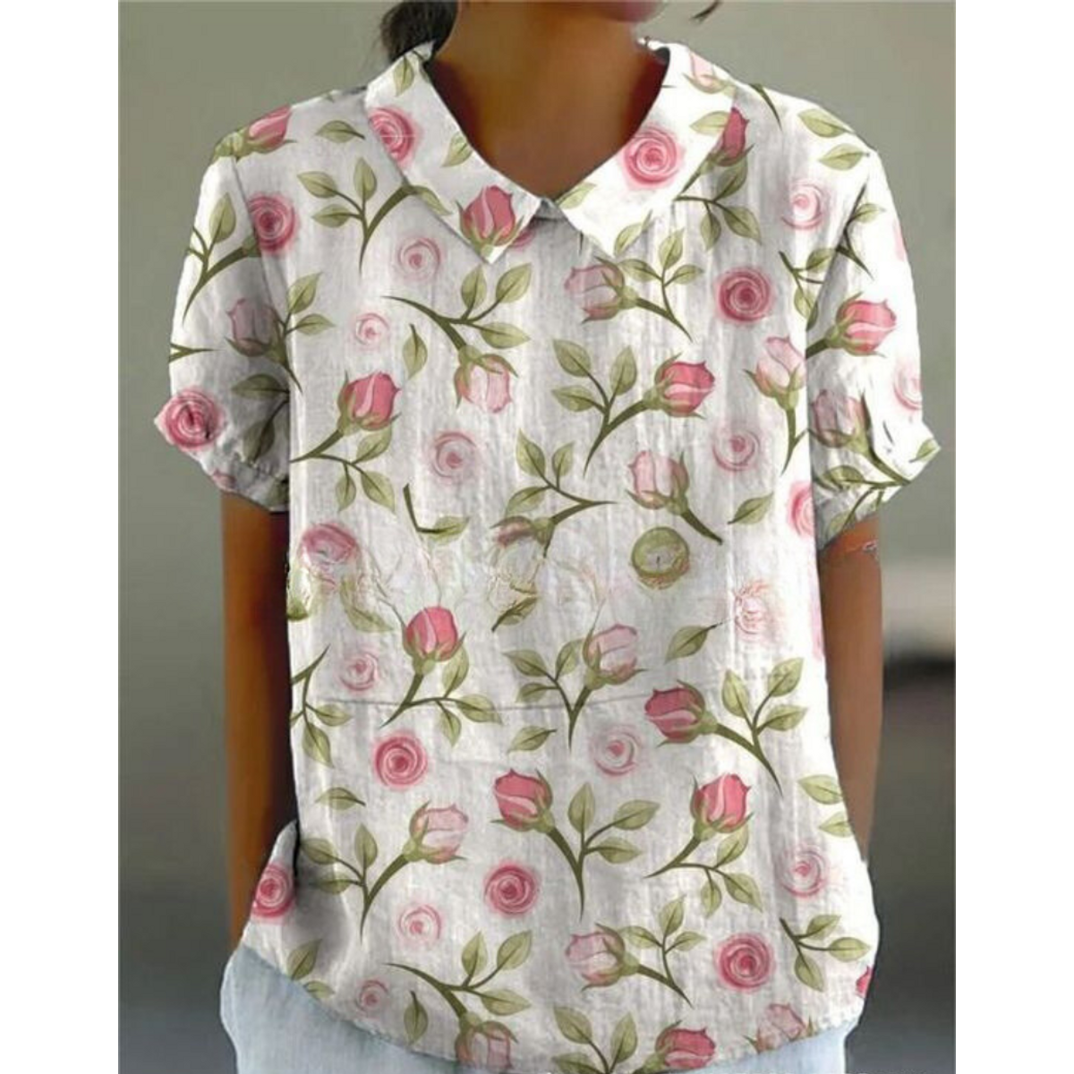 Vintage Floral Blouse Women Casual Chic Elegant Style Lightweight Fashion 7