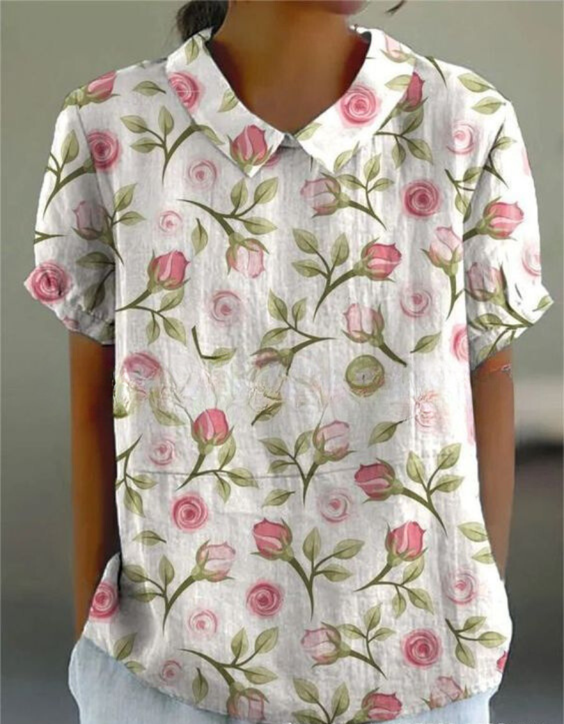 Vintage Floral Blouse Women Casual Chic Elegant Style Lightweight Fashion 7