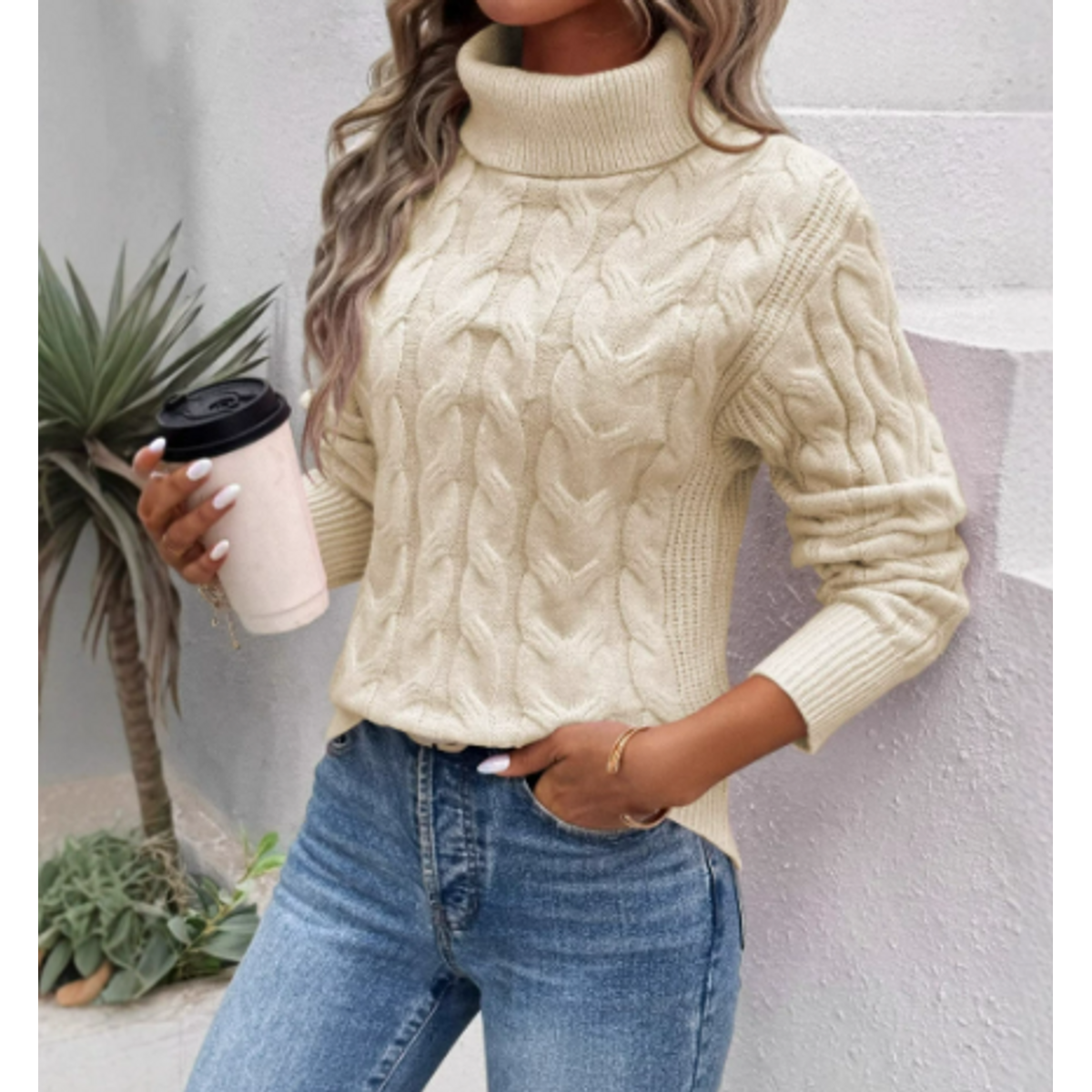 Warm Cotton Sweater Women Turtleneck Slim Fit Casual Chic 10