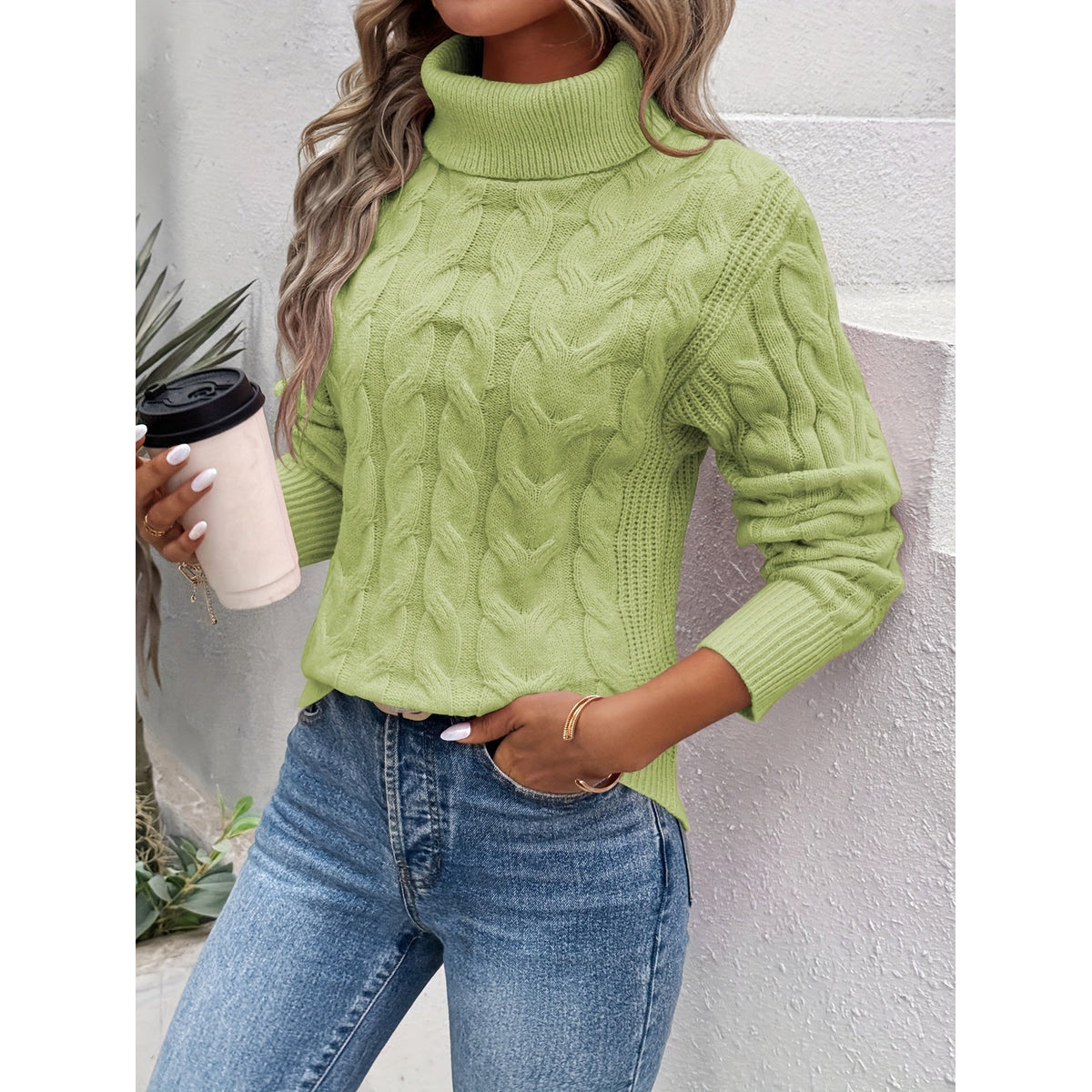 Warm Cotton Sweater Women Turtleneck Slim Fit Casual Chic 8