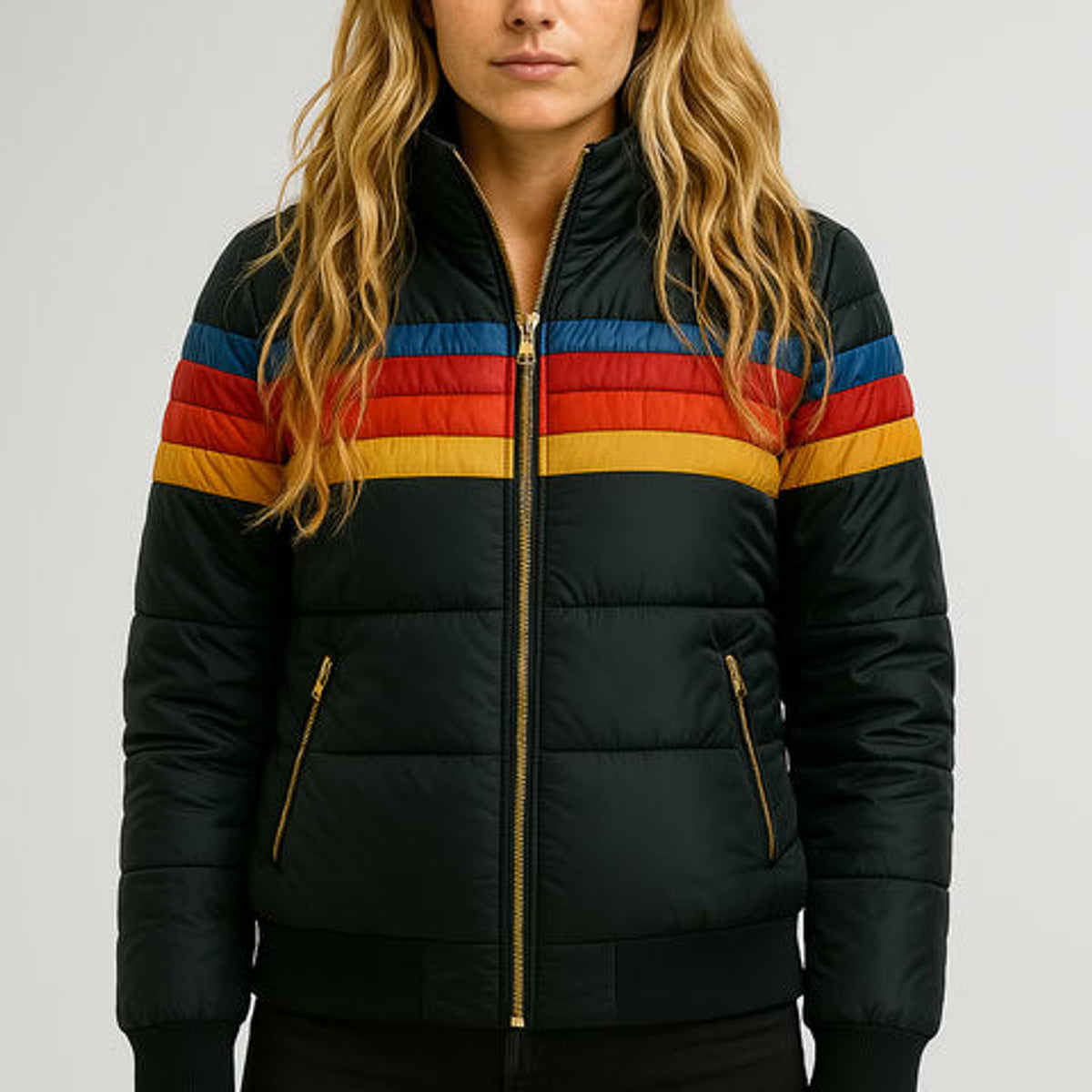 Waterproof Puffer Jacket Women Colorblock Hooded Winter Coat Stylish Insulated 1