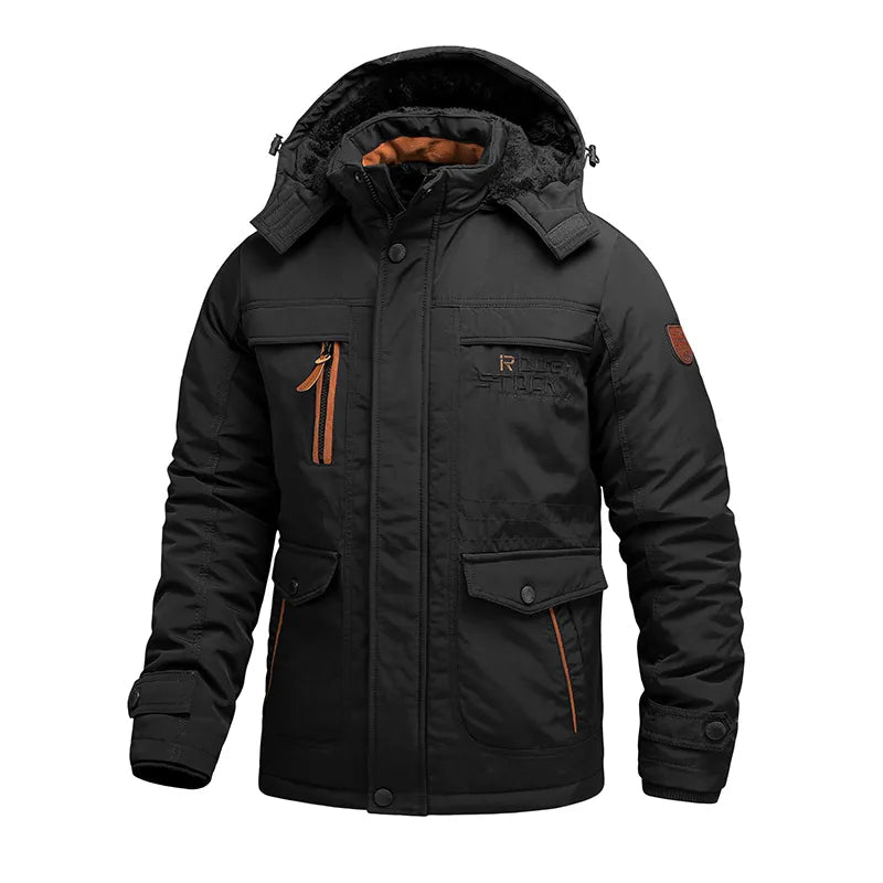 Waterproof Tactical Men's Winter Coat with Removable Hood for Extreme Weather 0