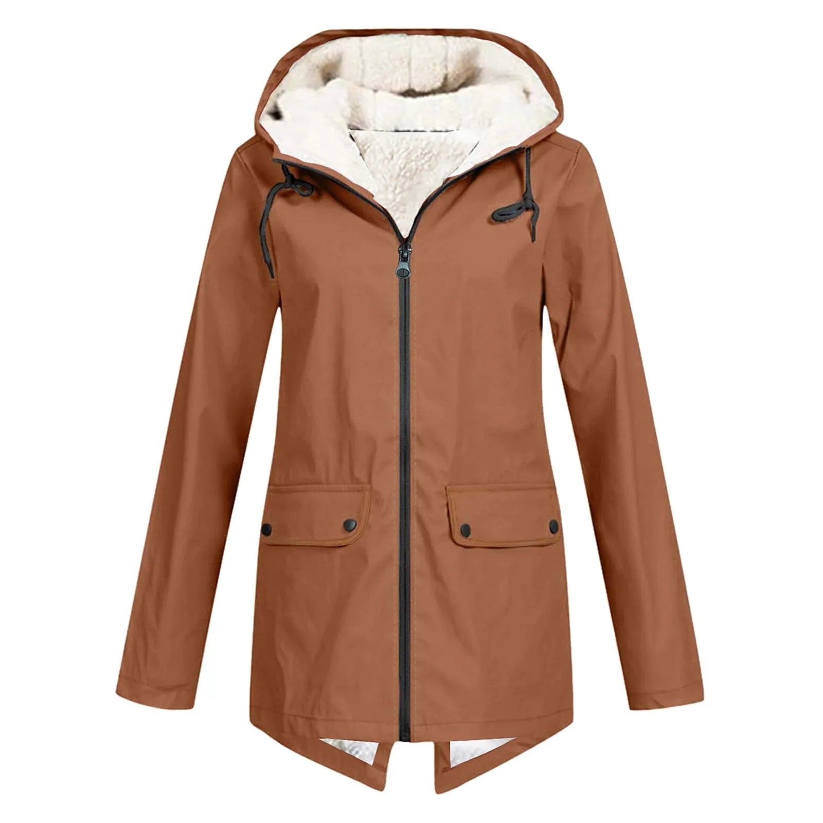 Waterproof Trench Coat Women Hooded Stylish Winter Outerwear 0