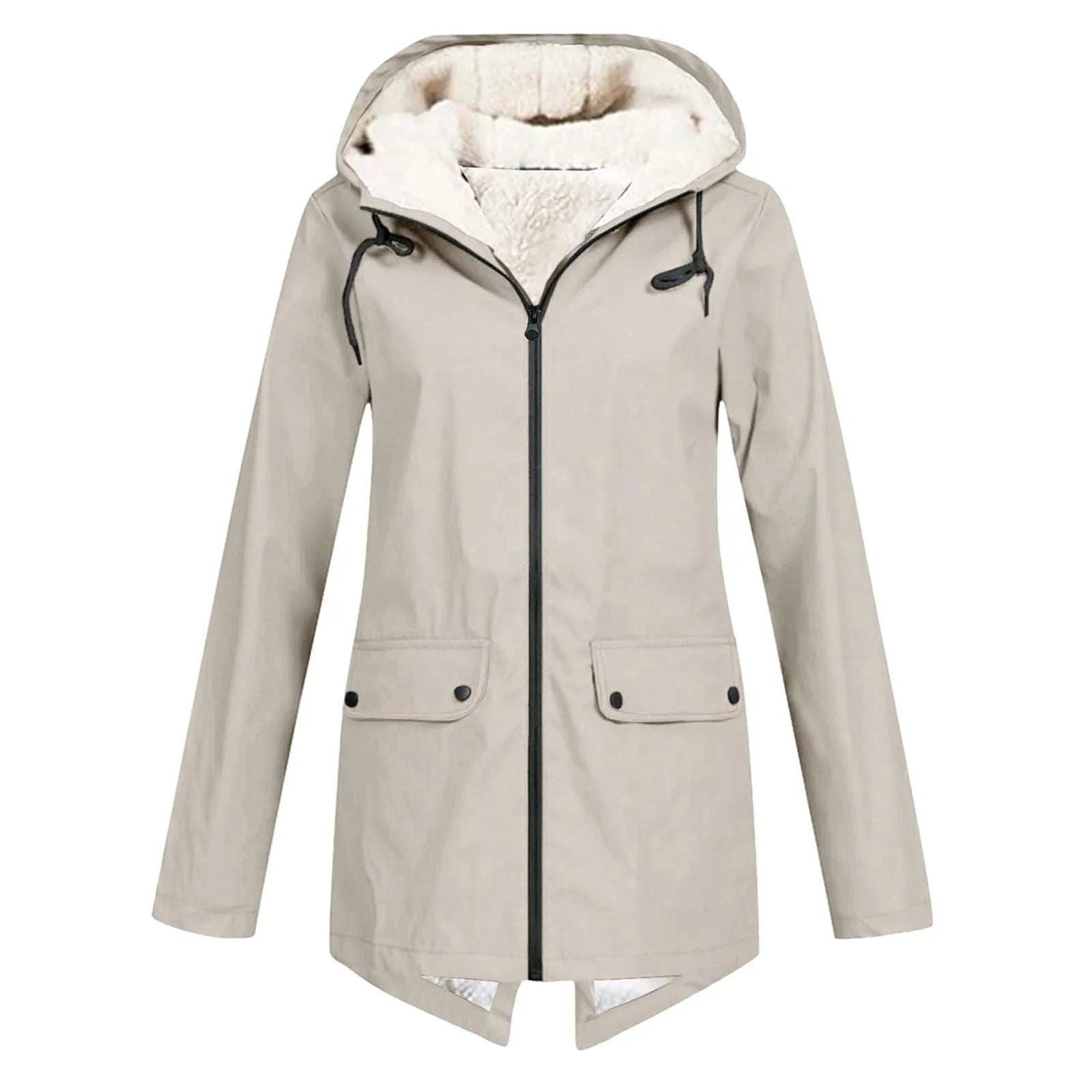 Waterproof Trench Coat Women Hooded Stylish Winter Outerwear 5