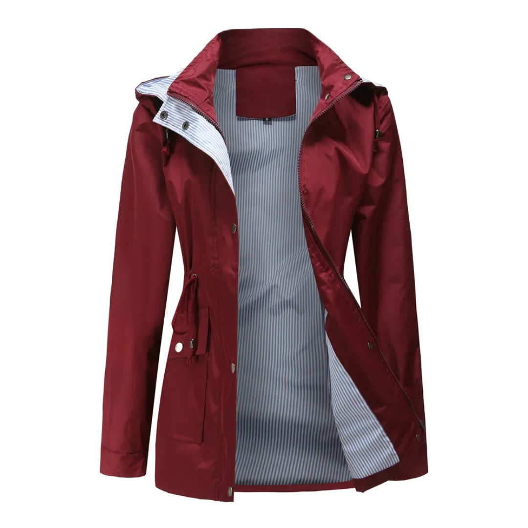 Waterproof Trench Coat Women Removable Hood Versatile Outdoor Wear 2