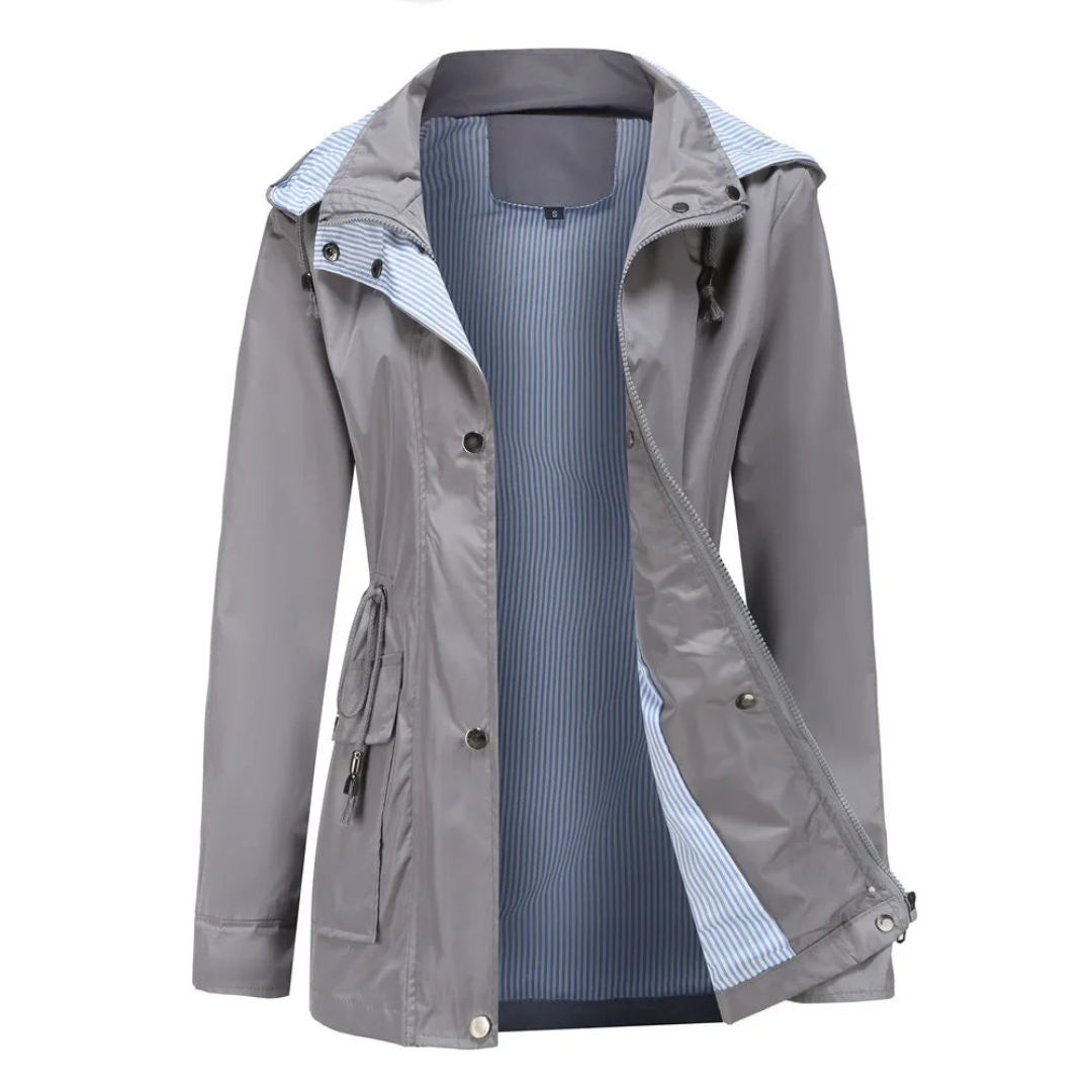 Waterproof Trench Coat Women Removable Hood Versatile Outdoor Wear 3