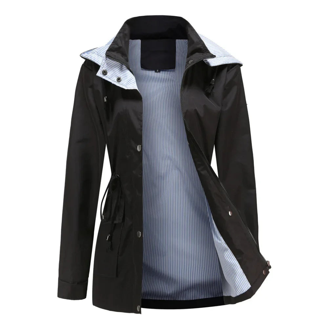 Waterproof Trench Coat Women Removable Hood Versatile Outdoor Wear 4