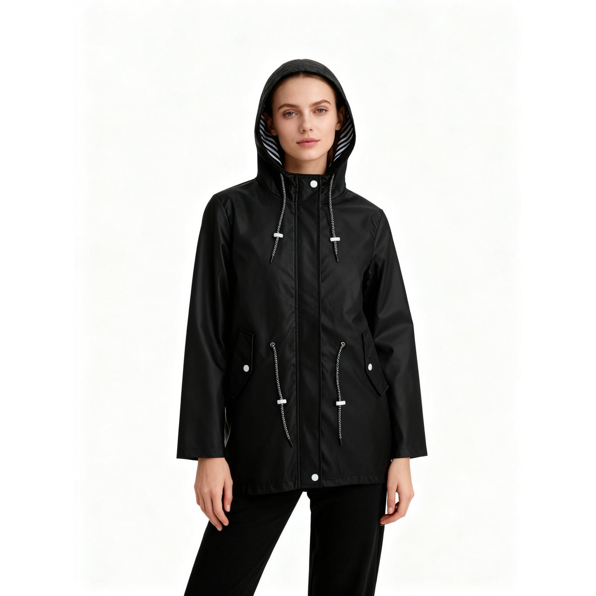 Weatherproof Coat Women Hood Adjustable Waistband Casual Chic Winter Coat 3