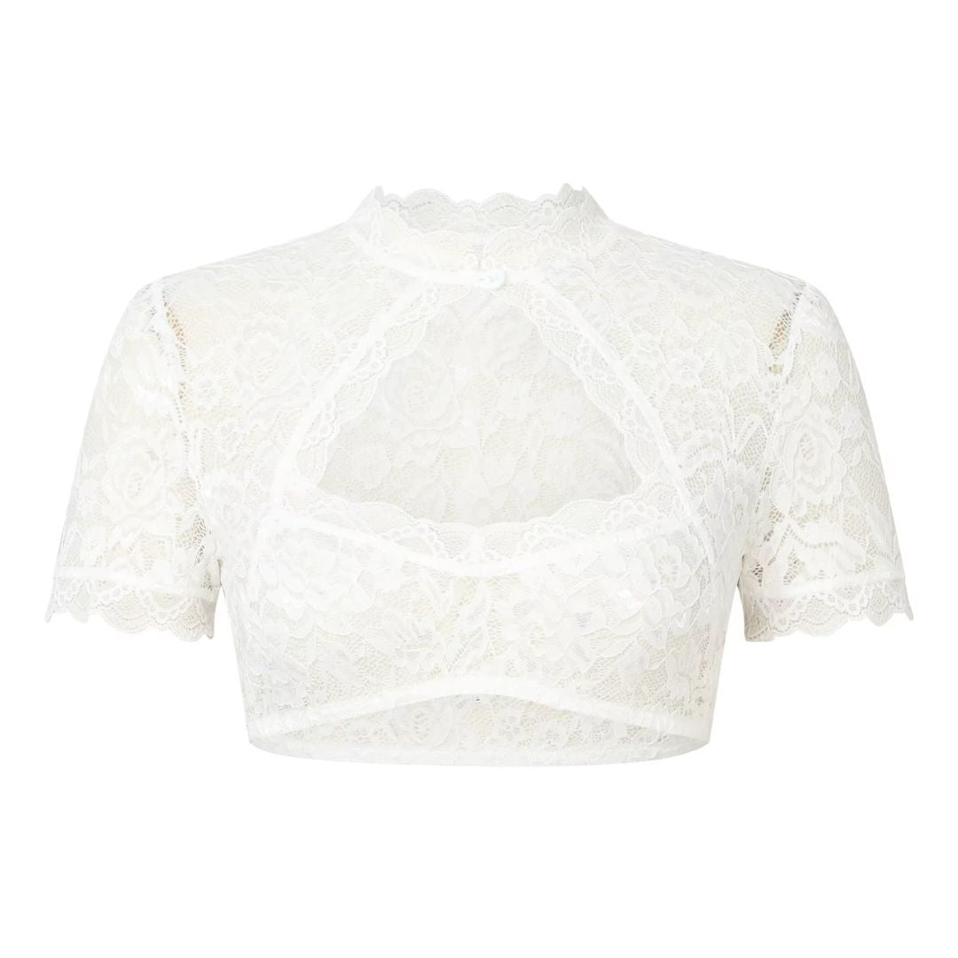 White Blouse Women Traditional Dirndl Oktoberfest Style Casual Elegant 0