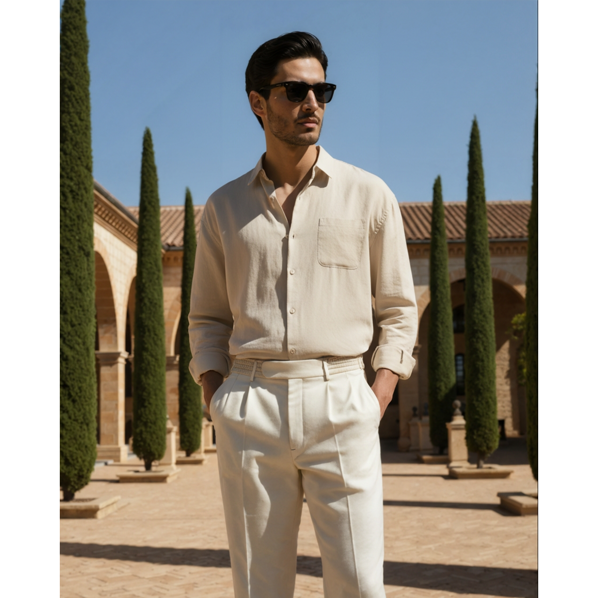 White Linen Shirt Casual Chic Relaxed Fit for Men 2