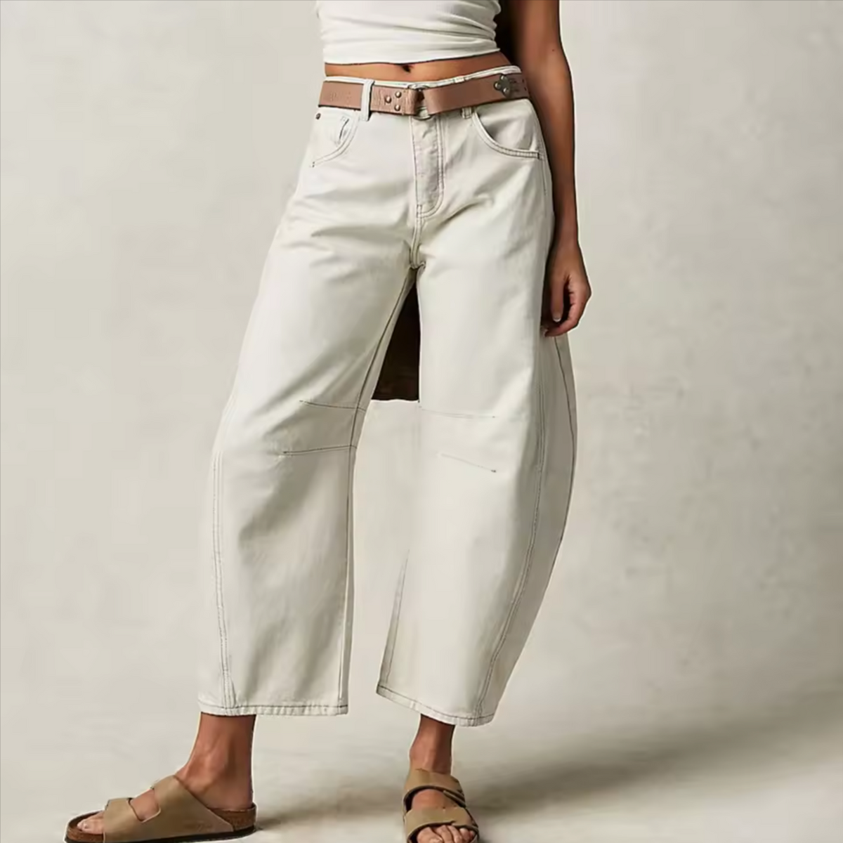 Wide Leg Denim Jeans Vintage Style Comfortable Fit Ankle Length 10