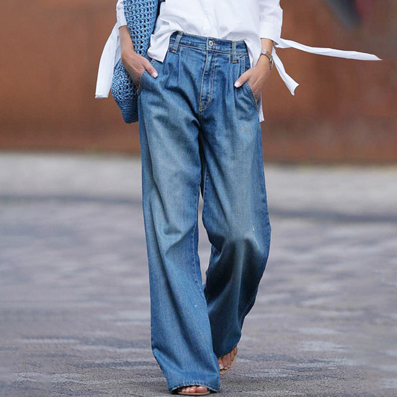 Wide Leg Jeans Women High Waist Casual Comfort Fit Denim 0
