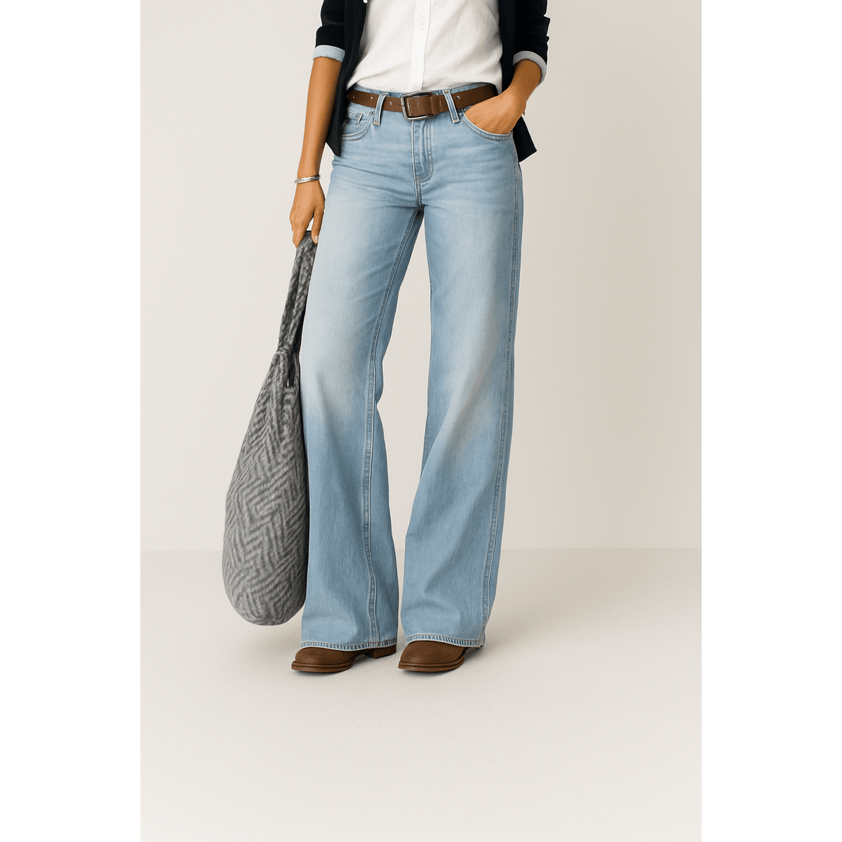 Wide Leg Jeans Women High Waisted Casual Chic Denim Trousers 3