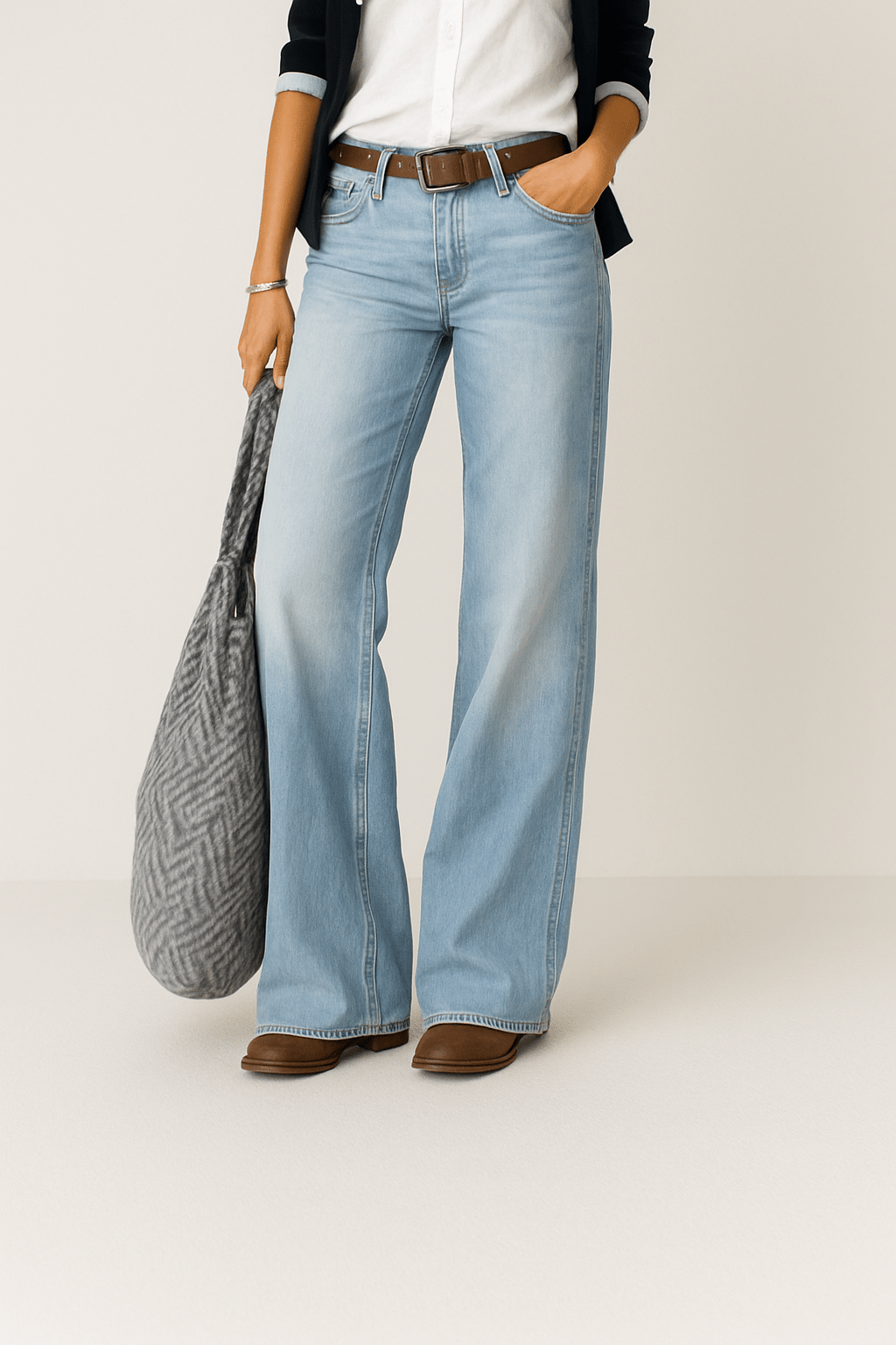 Wide Leg Jeans Women High Waisted Casual Chic Denim Trousers 3