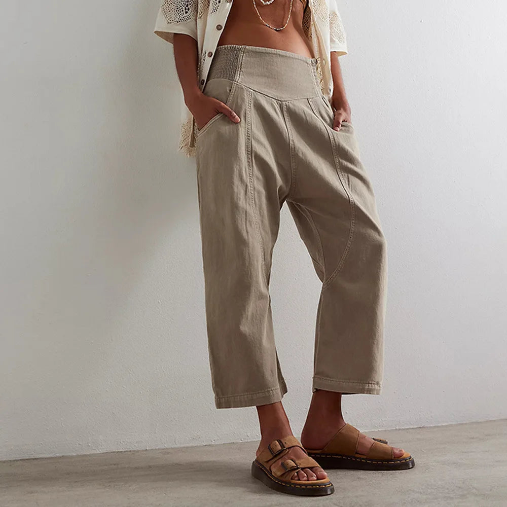 Wide Leg Pants Women Sculpted Harem Cut Denim Casual Chic 0