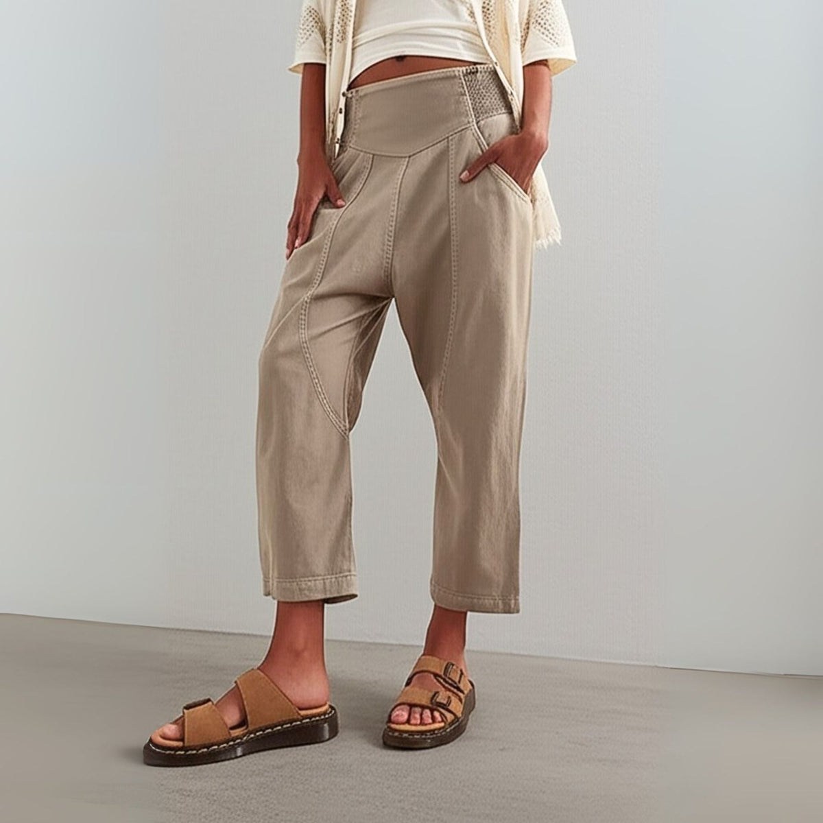 Wide Leg Pants Women Sculpted Harem Cut Denim Casual Chic 7