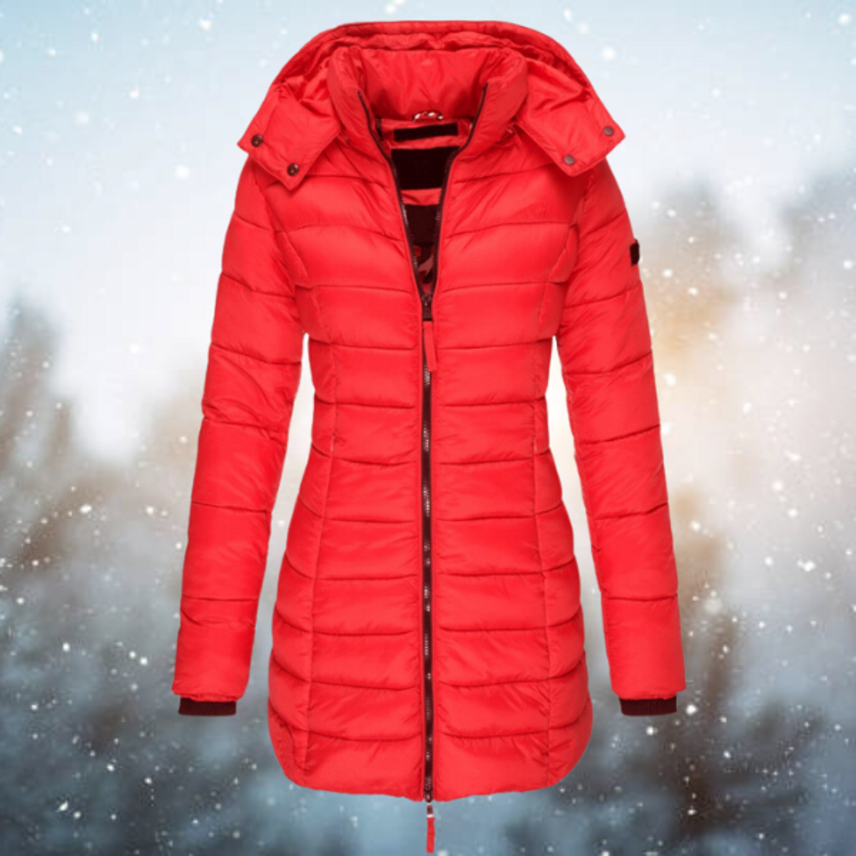 Women's Black Puffer Jacket Down Hooded Stylish Winter Coat 4