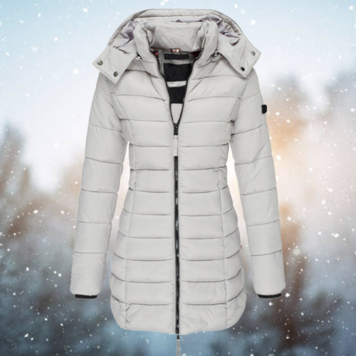 Women's Black Puffer Jacket Down Hooded Stylish Winter Coat 6