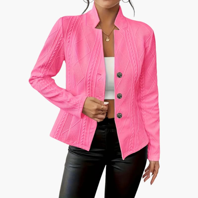 Women’s Blazer Lapel Collar Single-Button Closure Office Wear 3
