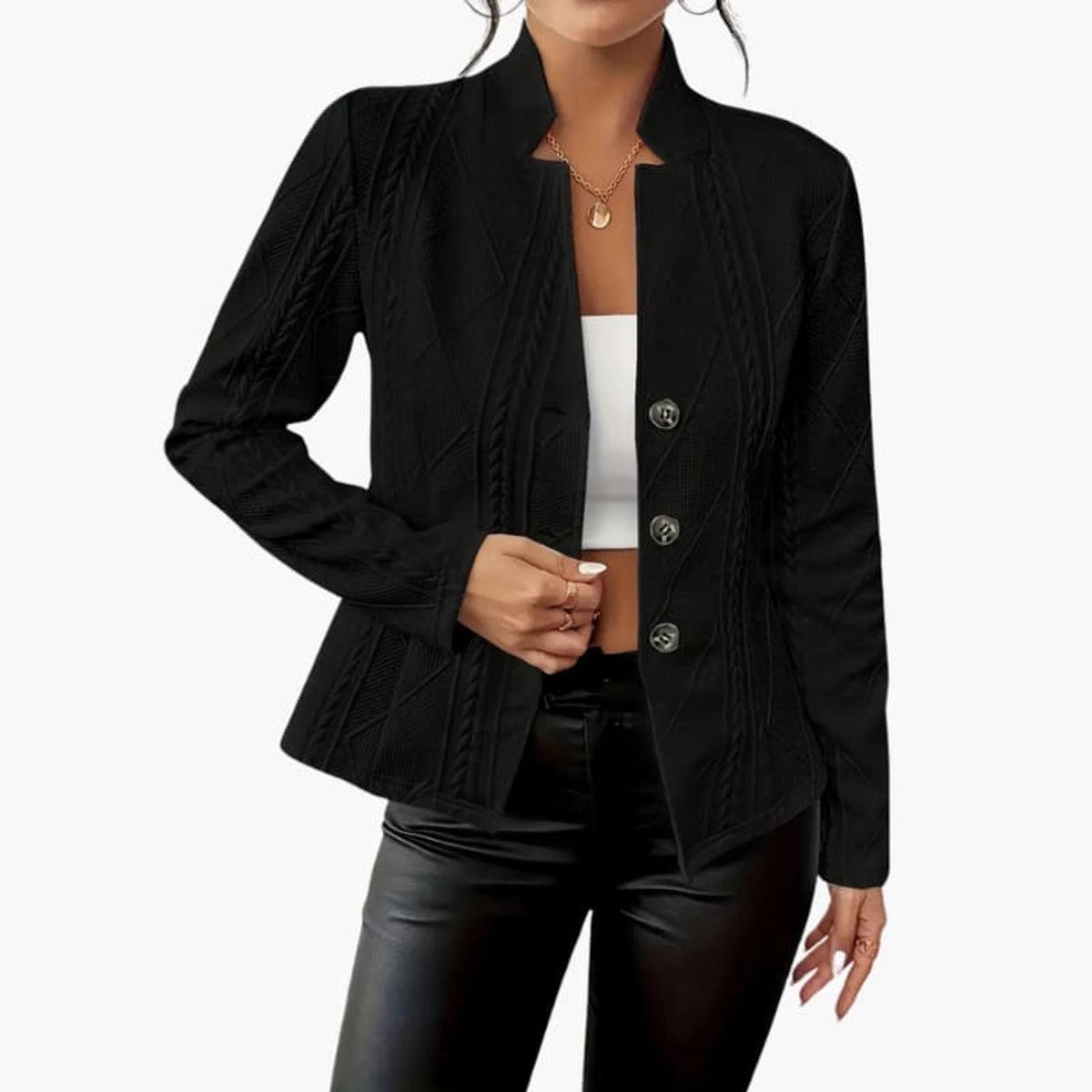 Women’s Blazer Lapel Collar Single-Button Closure Office Wear 5