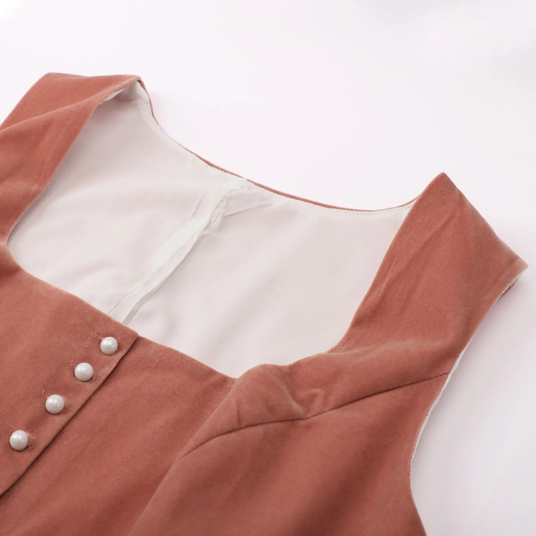 Women's Brick Red Dirndl Dress Oktoberfest Mini Style Casual Festive 3