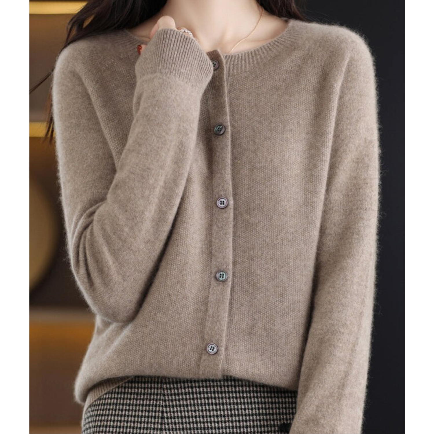 Women's Cardigan Pullover Round Neck Black Stylish Winter Essential 10