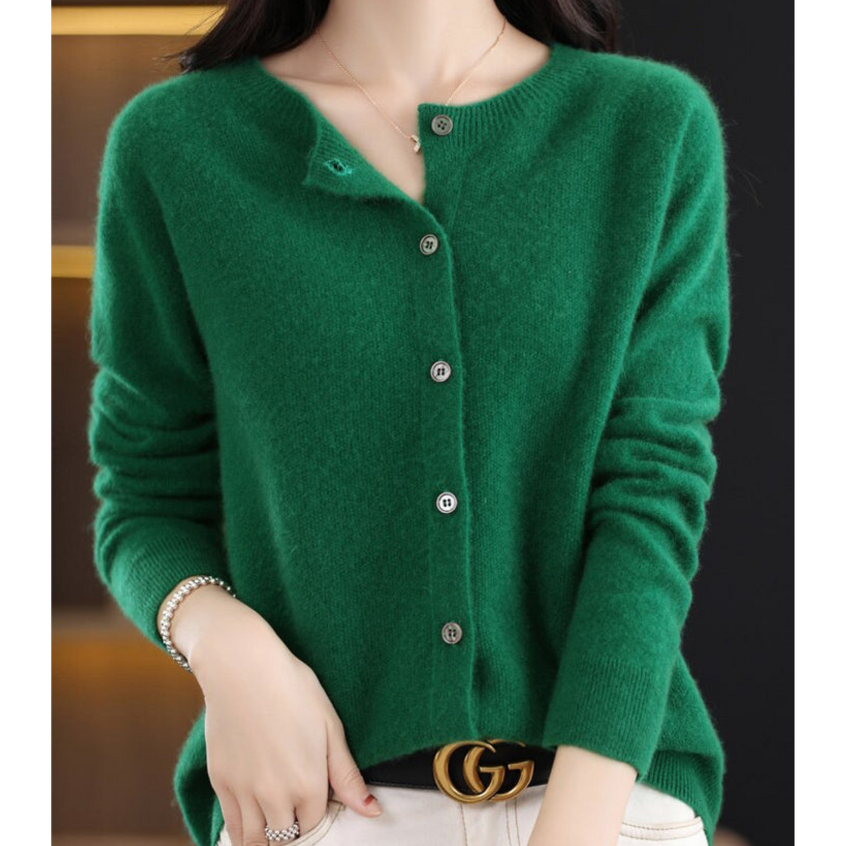 Women's Cardigan Pullover Round Neck Black Stylish Winter Essential 9