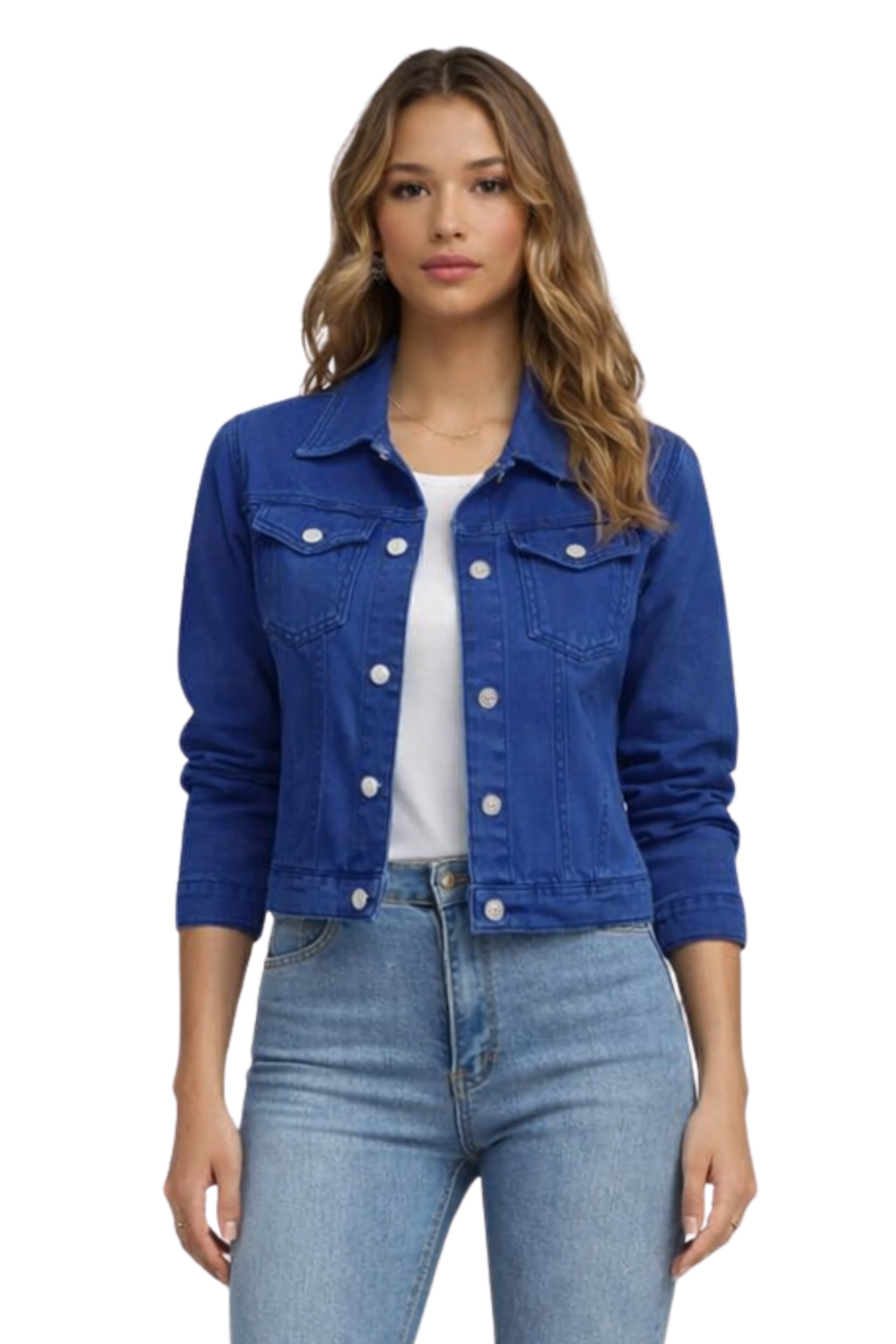 Women's Denim Jacket Button Front Casual Layering Classic Style 1