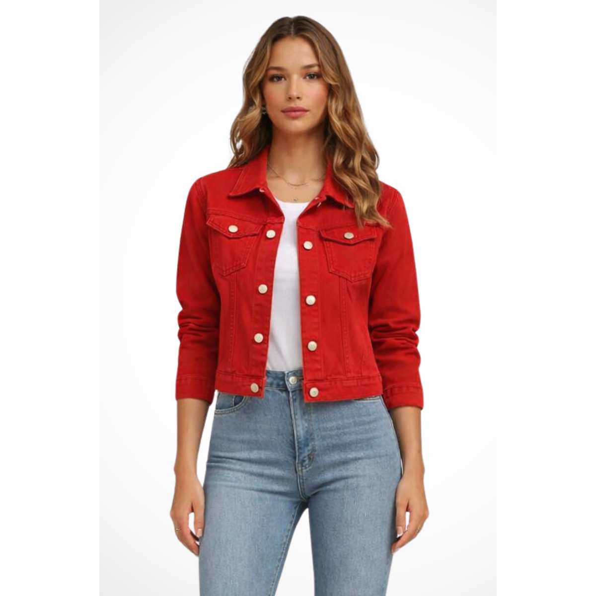 Women's Denim Jacket Button Front Casual Layering Classic Style 4