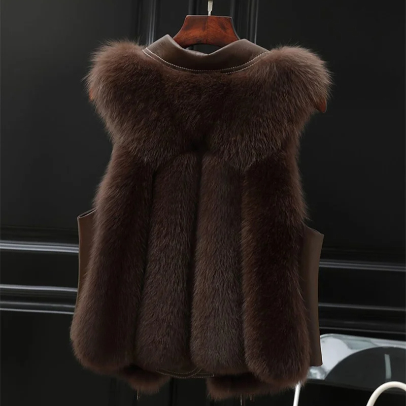 Women's Faux Fur Vest Oversized Lapel Winter Glam Layering 6