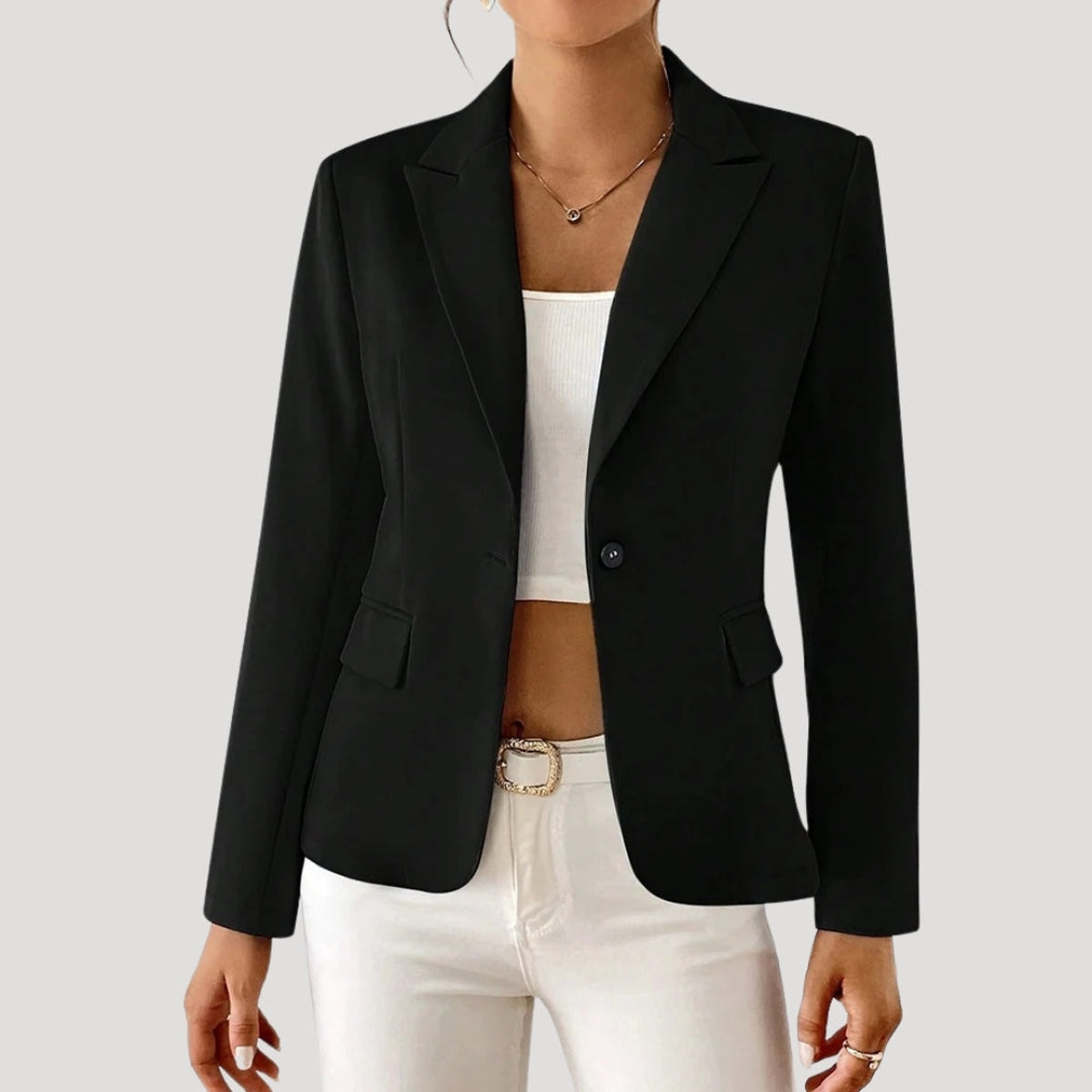 Women's Fitted Black Blazer Tailored Smart Casual Office Jacket 3
