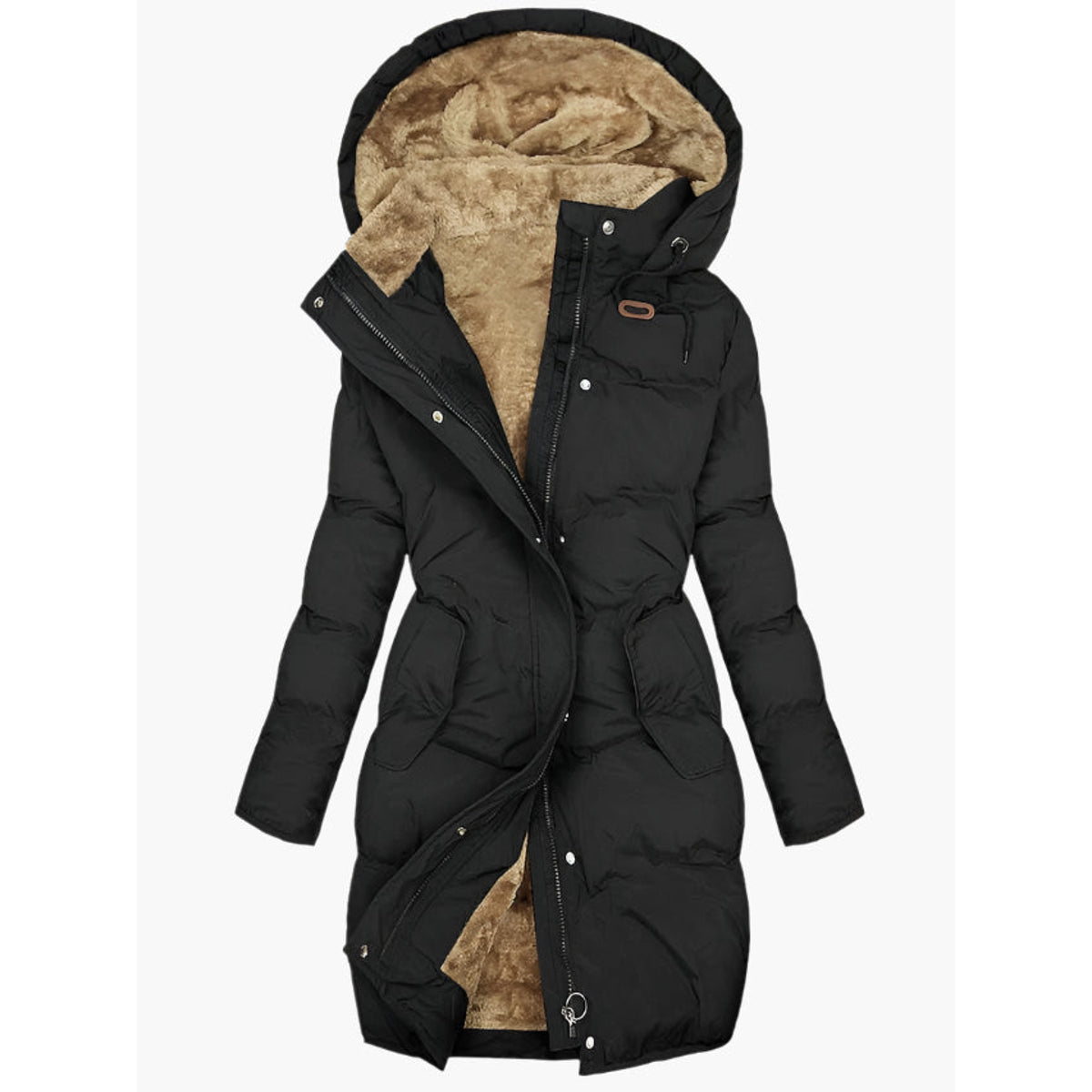 Women's Long Quilted Hooded Coat Stylish Winter Warmth 1