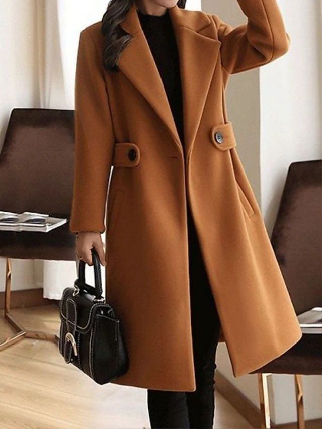 Women's Long Sleeve Belted Trench Coat Elegant Winter Outerwear 2