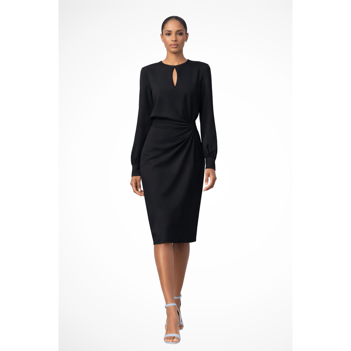 Women's Long Sleeve Formal Midi Dress Elegant Chic for Events 0