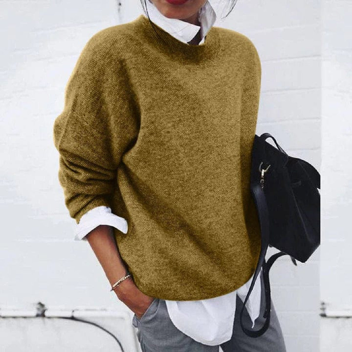Women's Oversized Sweater Soft Casual Chic Pullover for Fall 6