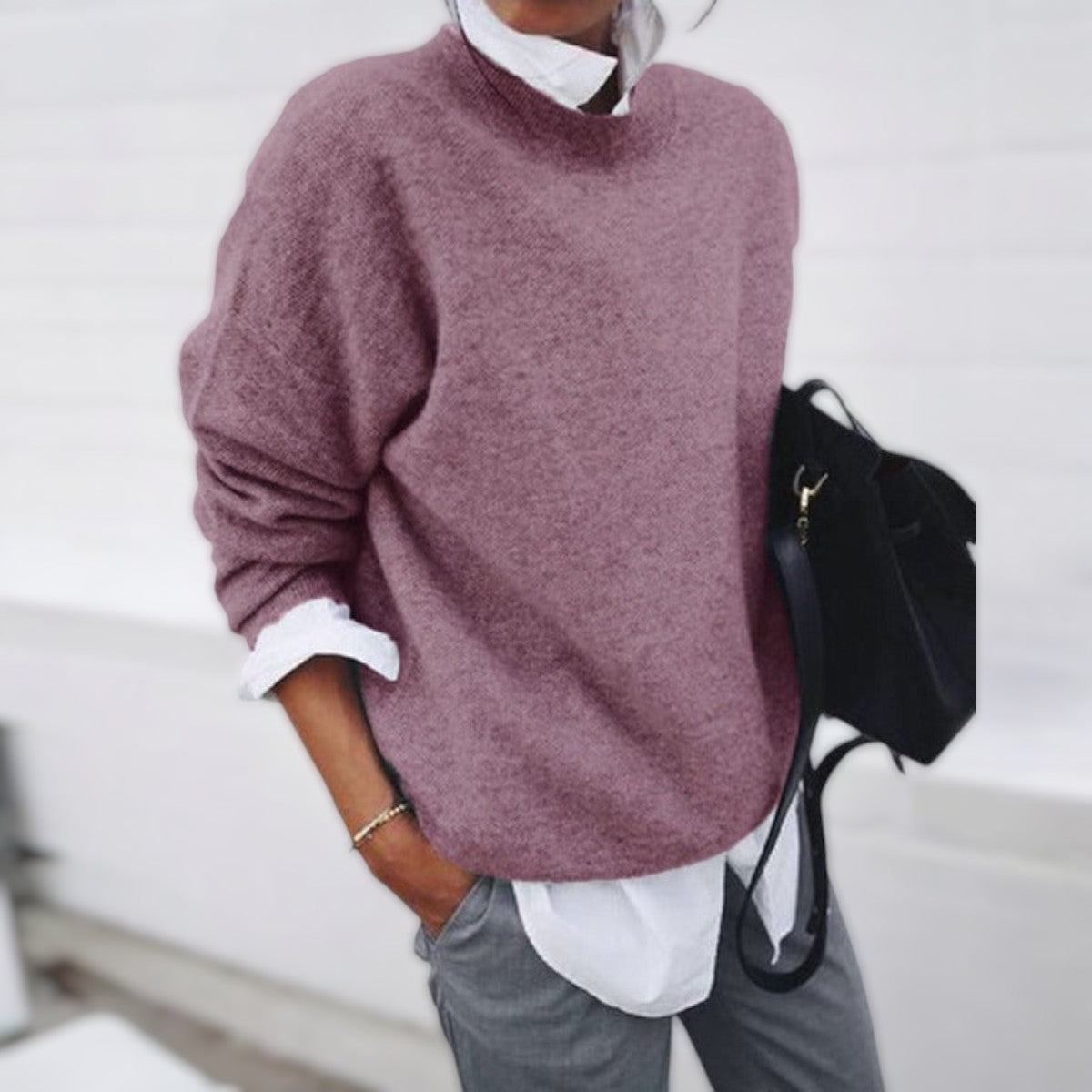 Women's Oversized Sweater Soft Casual Chic Pullover for Fall 8