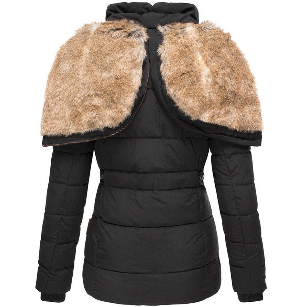 Women's Puffer Jacket Hooded Slim Fit Black Winter Coat 7