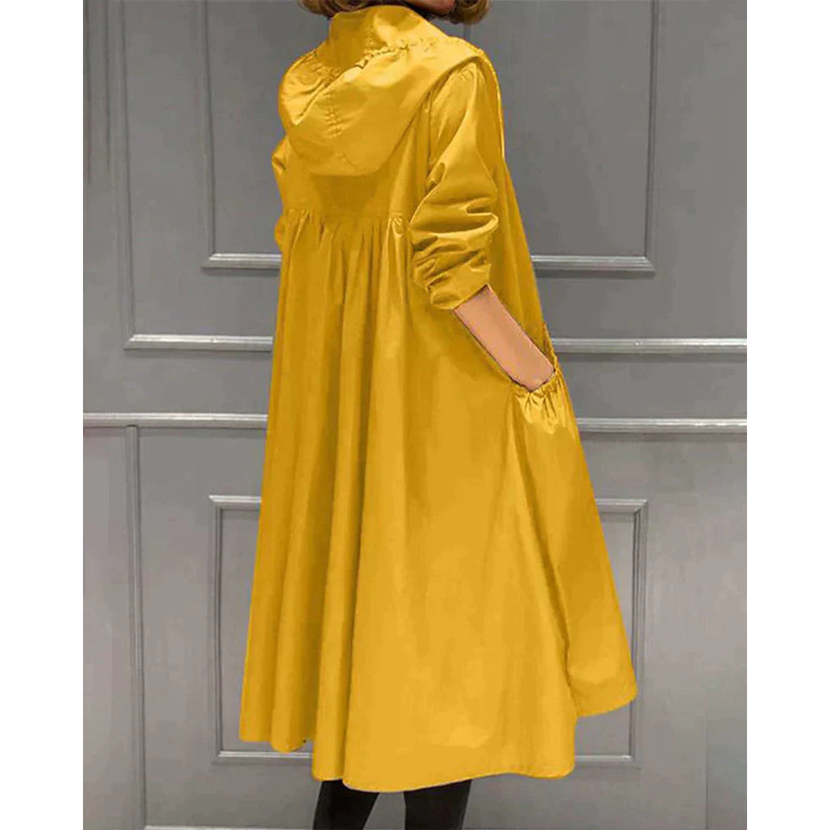 Women's Raincoat Long Waterproof Jacket with Hood Stylish Weatherproof Design 4